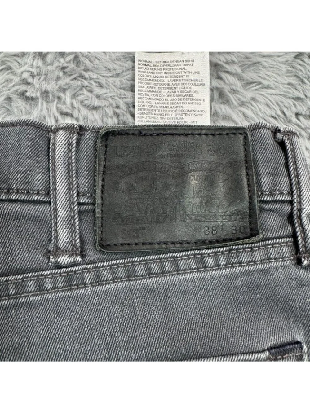 Levi's 513 Jeans Men's 38x30 Gray Cotton Denim Straight Slim Workwear Stretch